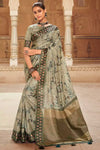 Exquisite Swamp Green Printed Saree With Blouse