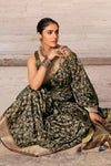 Exquisite Umber Brown Printed Saree With Blouse