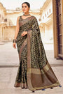 Exquisite Umber Brown Printed Saree With Blouse