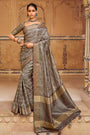 Alluring Peanut Brown Printed Saree With Weaving Border