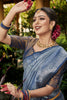 Teal Blue Soft Silk Saree With Chaap Dying