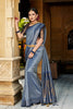 Teal Blue Soft Silk Saree With Chaap Dying