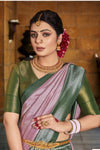 Purple Soft Silk Saree With Chaap Dying