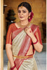 Cream Soft Silk Saree With Chaap Dying