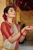 Cream Soft Silk Saree With Chaap Dying