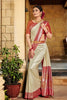 Cream Soft Silk Saree With Chaap Dying