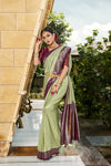 Mint Green Soft Silk Saree With Chaap Dying