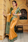 Mustard Yellow Soft Silk Saree With Chaap Dying