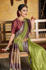 Leaf Green Soft Silk Saree With Chaap Dying