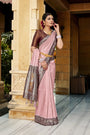 Powder Pink Soft Silk Saree With Chaap Dying