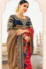 Stunning Hot Red Banarasi Silk Saree With Designer Blouse