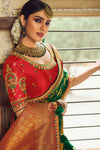 Forest Green Banarasi Silk Saree With Designer Blouse