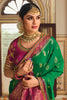 Alluring Emerald Green Banarasi Silk Saree With Designer Blouse