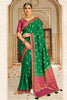 Alluring Emerald Green Banarasi Silk Saree With Designer Blouse