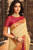 Stunning Cream kanjivaram Silk Saree With Blouse