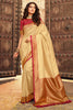 Stunning Cream kanjivaram Silk Saree With Blouse