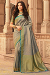 Enchanting Light Fern Green kanjivaram Silk Saree With Blouse