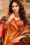 Attractive Coffee kanjivaram Silk Saree With Blouse