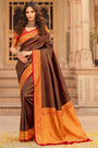 Attractive Coffee kanjivaram Silk Saree With Blouse
