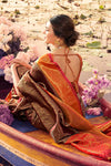 Alluring Pecan Brown kanjivaram Silk Saree With Blouse