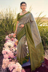 Exquisite Grey kanjivaram Silk Saree With Blouse