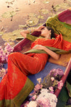 Enchanting Hot Red kanjivaram Silk Saree With Blouse