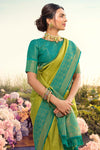 Alluring Pear Green kanjivaram Silk Saree With Blouse