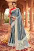 Grey Pure Sattin Paithani Saree