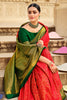 Red And Green Banarasi Silk Saree With Fancy Blouse