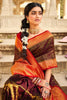 Rebel Brown And Red Banarasi Silk Saree With Fancy Blouse