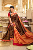 Rebel Brown And Red Banarasi Silk Saree With Fancy Blouse