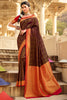 Rebel Brown And Red Banarasi Silk Saree With Fancy Blouse