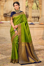 Shine Green Banarasi Silk Saree With Beautiful Blouse