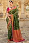 Latest Green Banarasi Silk Saree With Beautiful Blouse