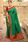 Goblin Green Banarasi Silk Saree With Beautiful Blouse
