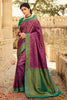 Purple Banarasi Silk Saree With Beautiful Blouse