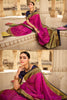 Shaded Hot Pink And Navy Blue Banarasi Silk Saree