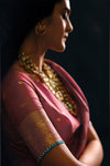 Beautiful Mauve Pink Tissue Silk Saree