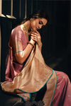 Beautiful Mauve Pink Tissue Silk Saree