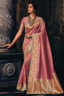 Beautiful Mauve Pink Tissue Silk Saree