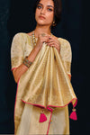 Beautiful Light Yellow Tissue Silk Saree