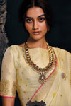 Beautiful Light Yellow Tissue Silk Saree