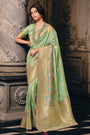 Beautiful Pista Tissue Silk Saree