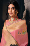 Beautiful Baby Pink Tissue Silk Saree