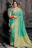 Beautiful Light Teal Green Tissue Silk Saree