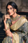 Shaded Grey Tissue Silk Saree
