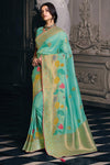 Shaded Light Teal Green Tissue Silk Saree