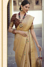 Cream Coloured Tissue Silk With Mina Weaving