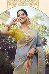 Powder Blue Tissue Silk With Mina Weaving