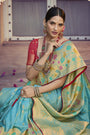 Sky Blue Tissue Silk With Mina Weaving